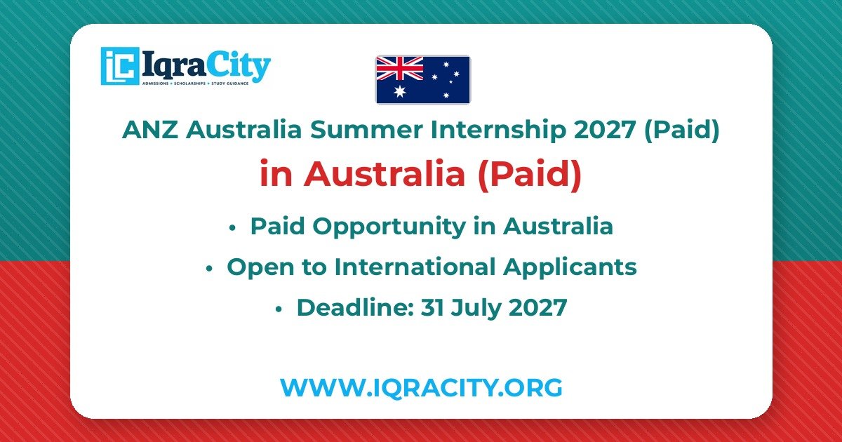 ANZ Australia Summer Internship 2027 (Paid) | 8–10 Week Banking Internship