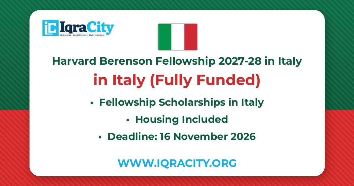 Harvard Berenson Fellowship 2027-28 in Italy: Fully Funded Research Fellowship – Fully Funded Fellowship 2027