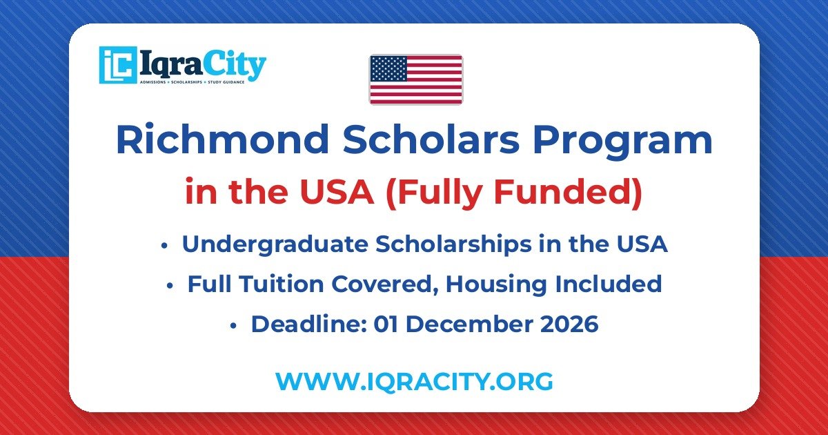 Richmond Scholars Program 2027: Full Tuition, Housing & Food at the University of Richmond – Fully Funded Undergraduate 2027